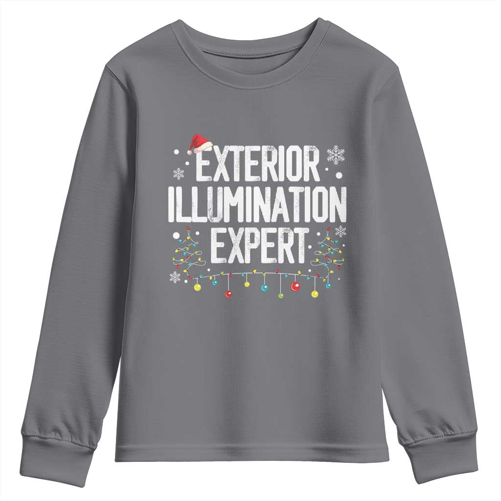 Funny Christmas Youth Sweatshirt Exterior Illumination Expert Christmas Lights TS09 Charcoal Print Your Wear