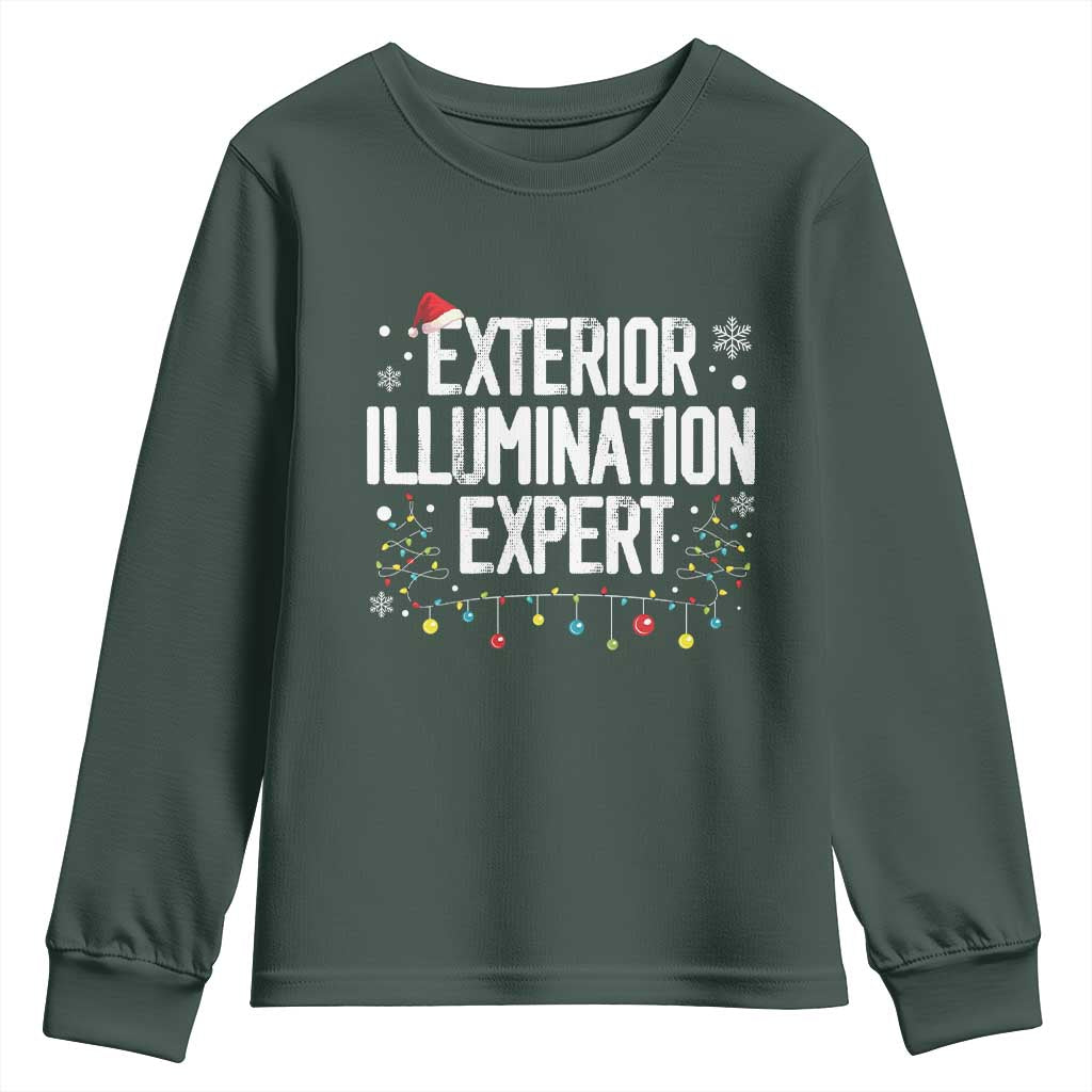 Funny Christmas Youth Sweatshirt Exterior Illumination Expert Christmas Lights TS09 Dark Forest Green Print Your Wear