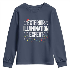 Funny Christmas Youth Sweatshirt Exterior Illumination Expert Christmas Lights TS09 Navy Print Your Wear
