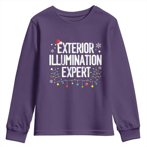 Funny Christmas Youth Sweatshirt Exterior Illumination Expert Christmas Lights TS09 Purple Print Your Wear
