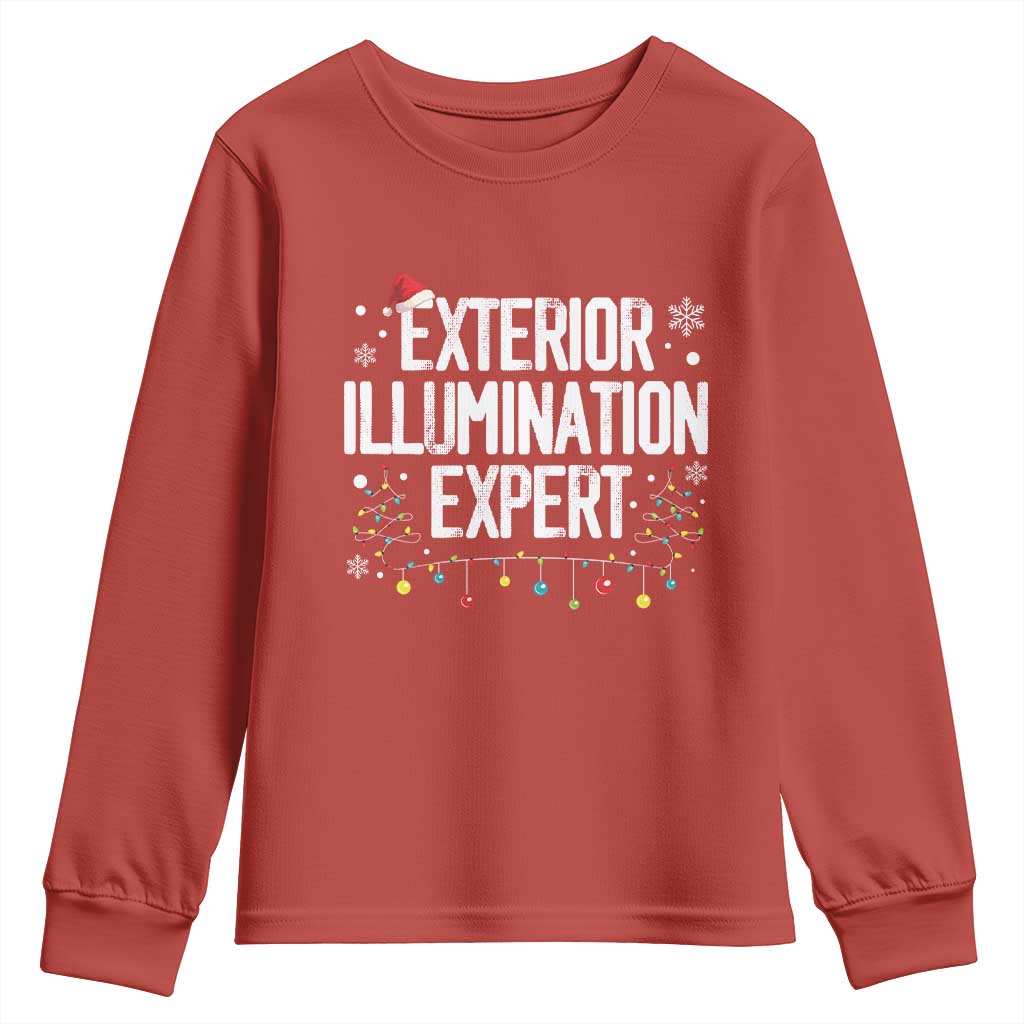 Funny Christmas Youth Sweatshirt Exterior Illumination Expert Christmas Lights TS09 Red Print Your Wear