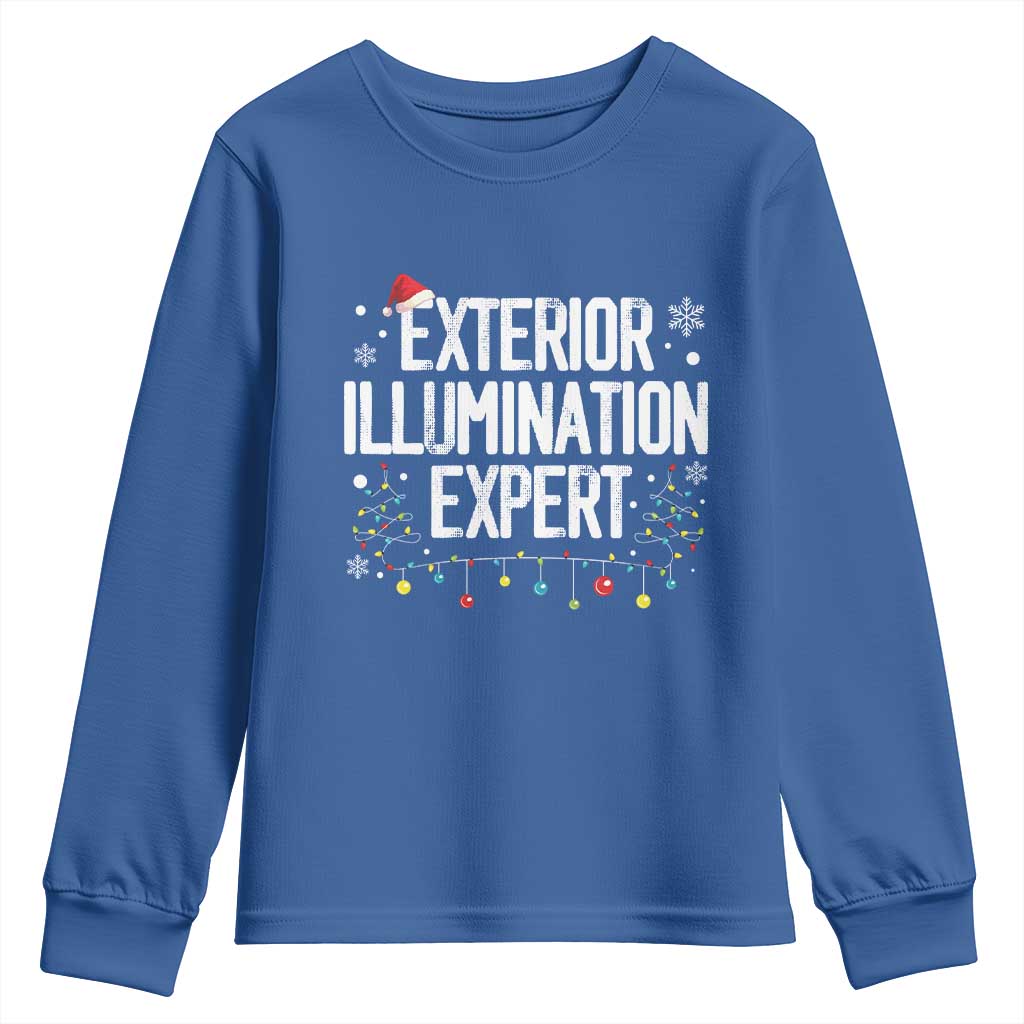 Funny Christmas Youth Sweatshirt Exterior Illumination Expert Christmas Lights TS09 Royal Blue Print Your Wear