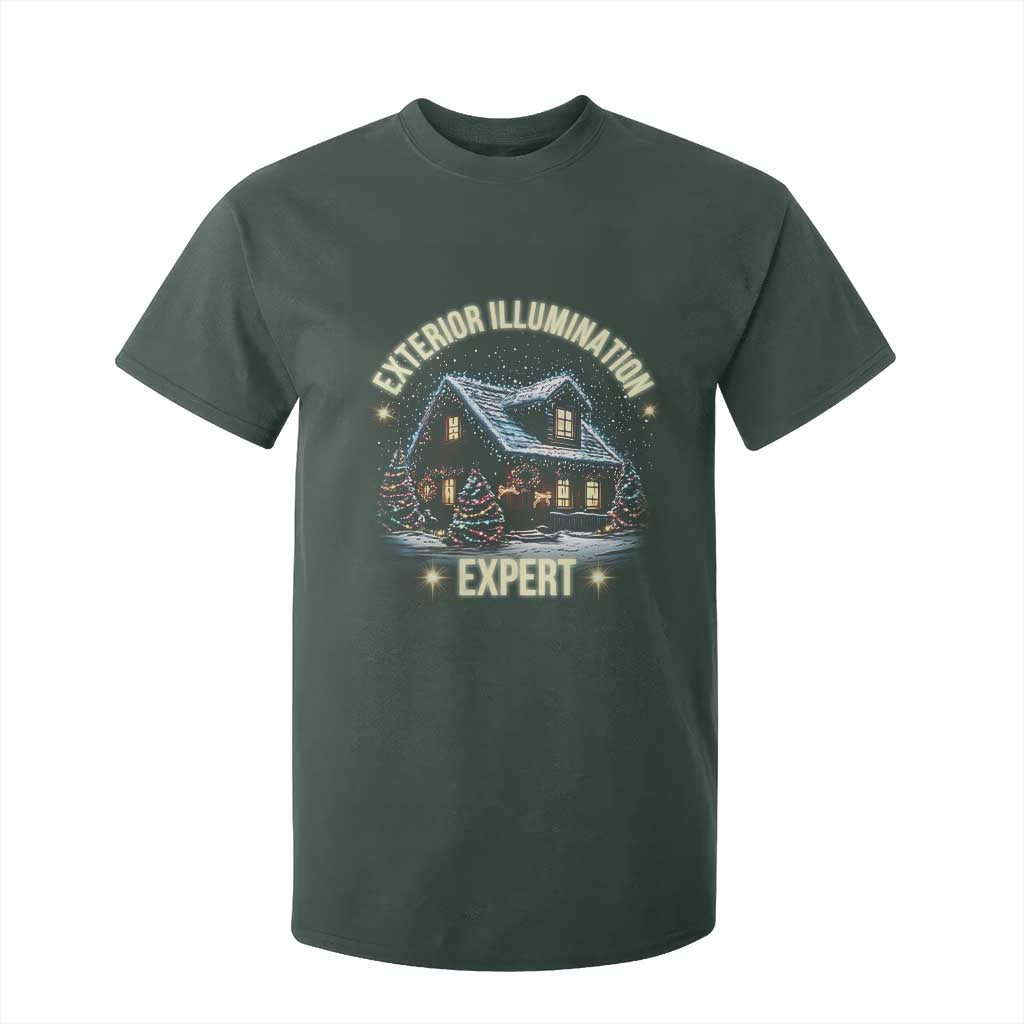 Funny Christmas T Shirt For Kid Exterior Illumination Expert Christmas Lights Home TS09 Dark Forest Green Print Your Wear