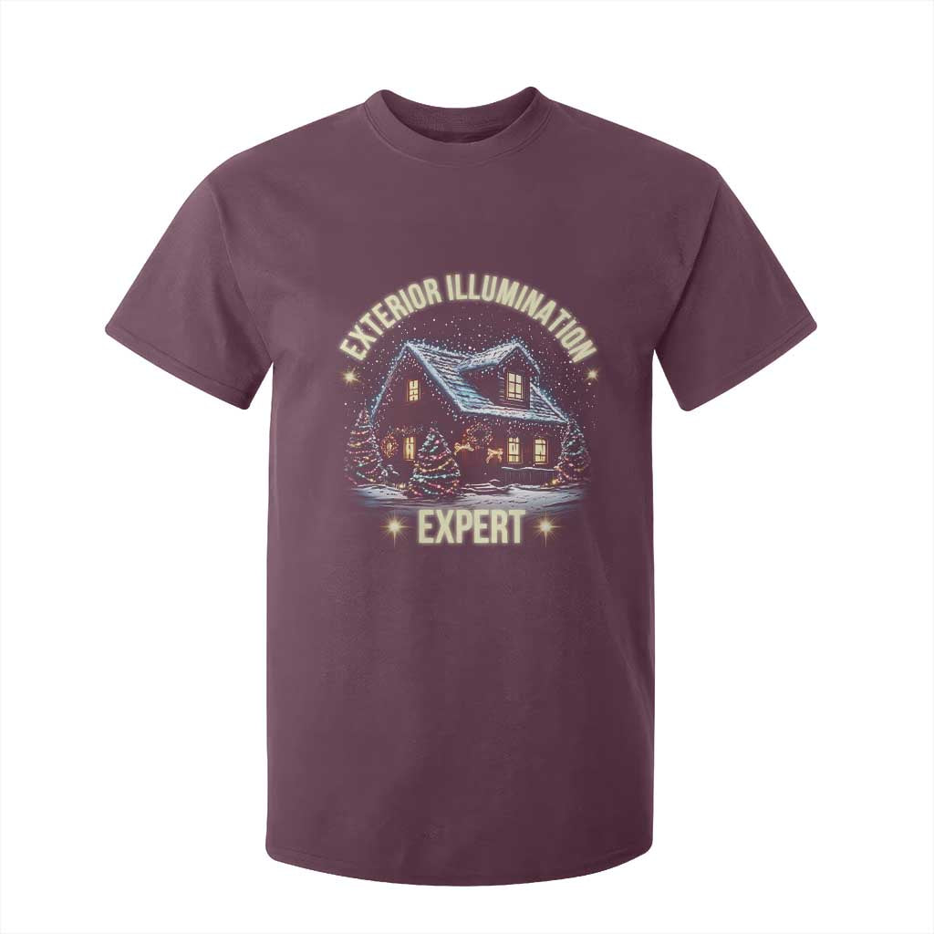 Funny Christmas T Shirt For Kid Exterior Illumination Expert Christmas Lights Home TS09 Maroon Print Your Wear