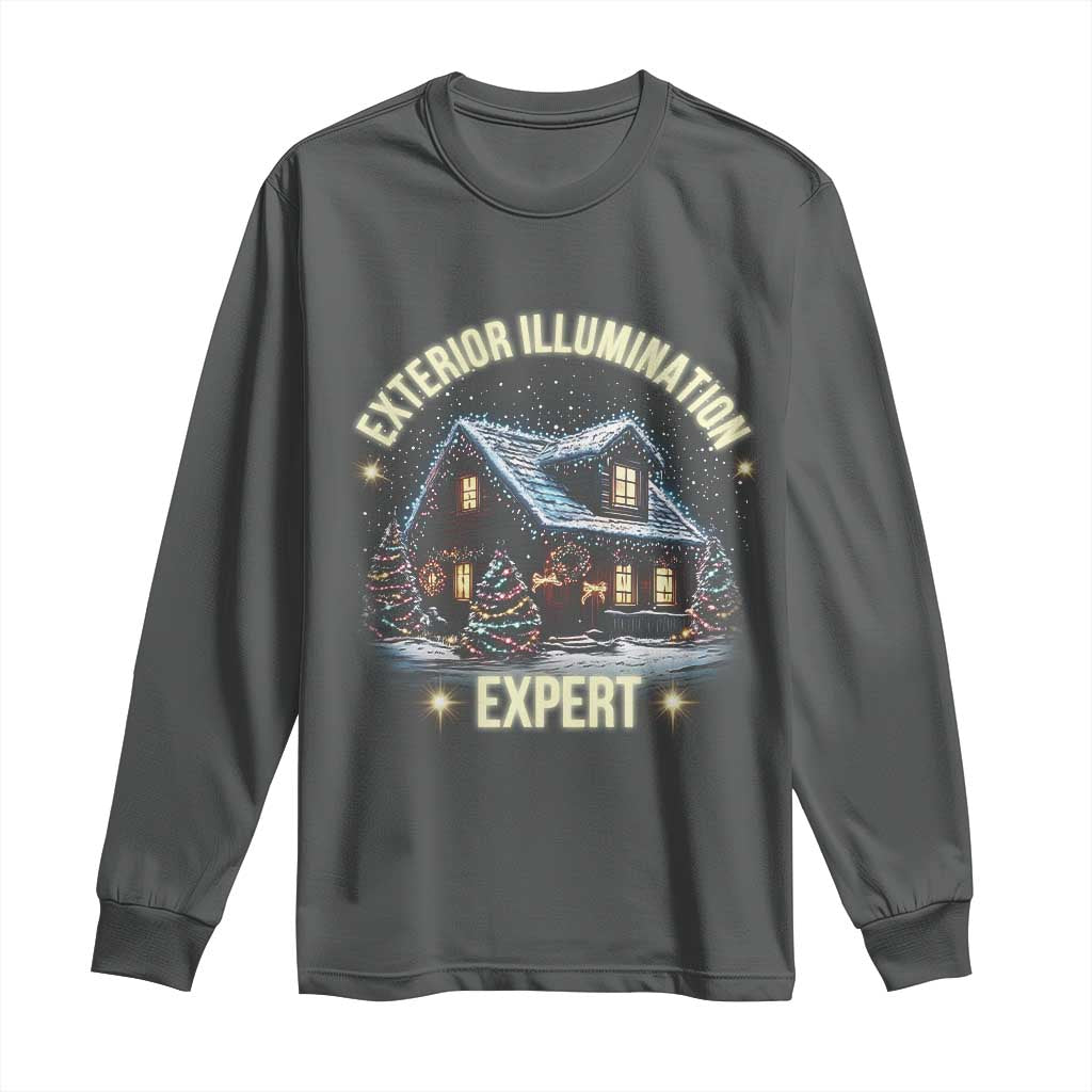 Funny Christmas Long Sleeve Shirt Exterior Illumination Expert Christmas Lights Home TS09 Dark Heather Print Your Wear