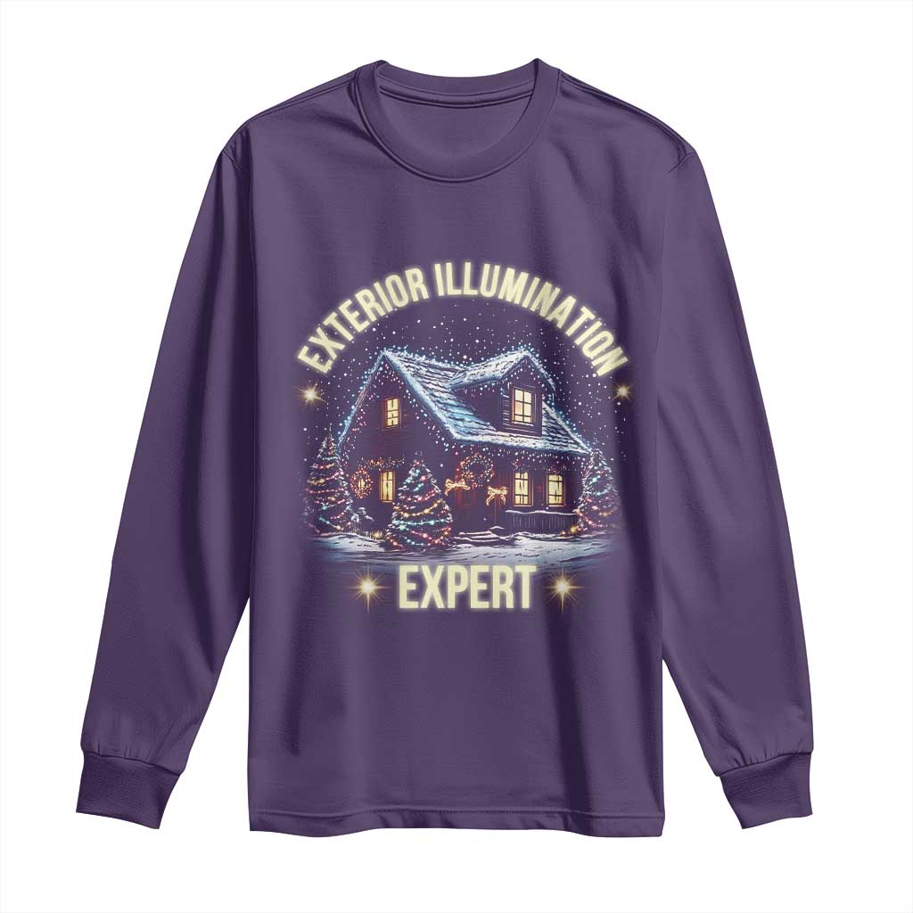Funny Christmas Long Sleeve Shirt Exterior Illumination Expert Christmas Lights Home TS09 Purple Print Your Wear