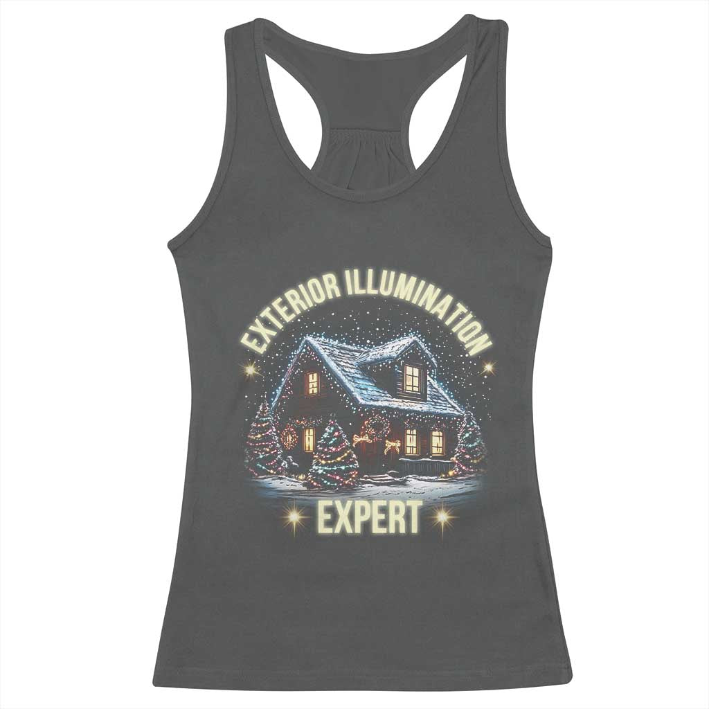 Funny Christmas Racerback Tank Top Exterior Illumination Expert Christmas Lights Home TS09 Dark Heather Print Your Wear