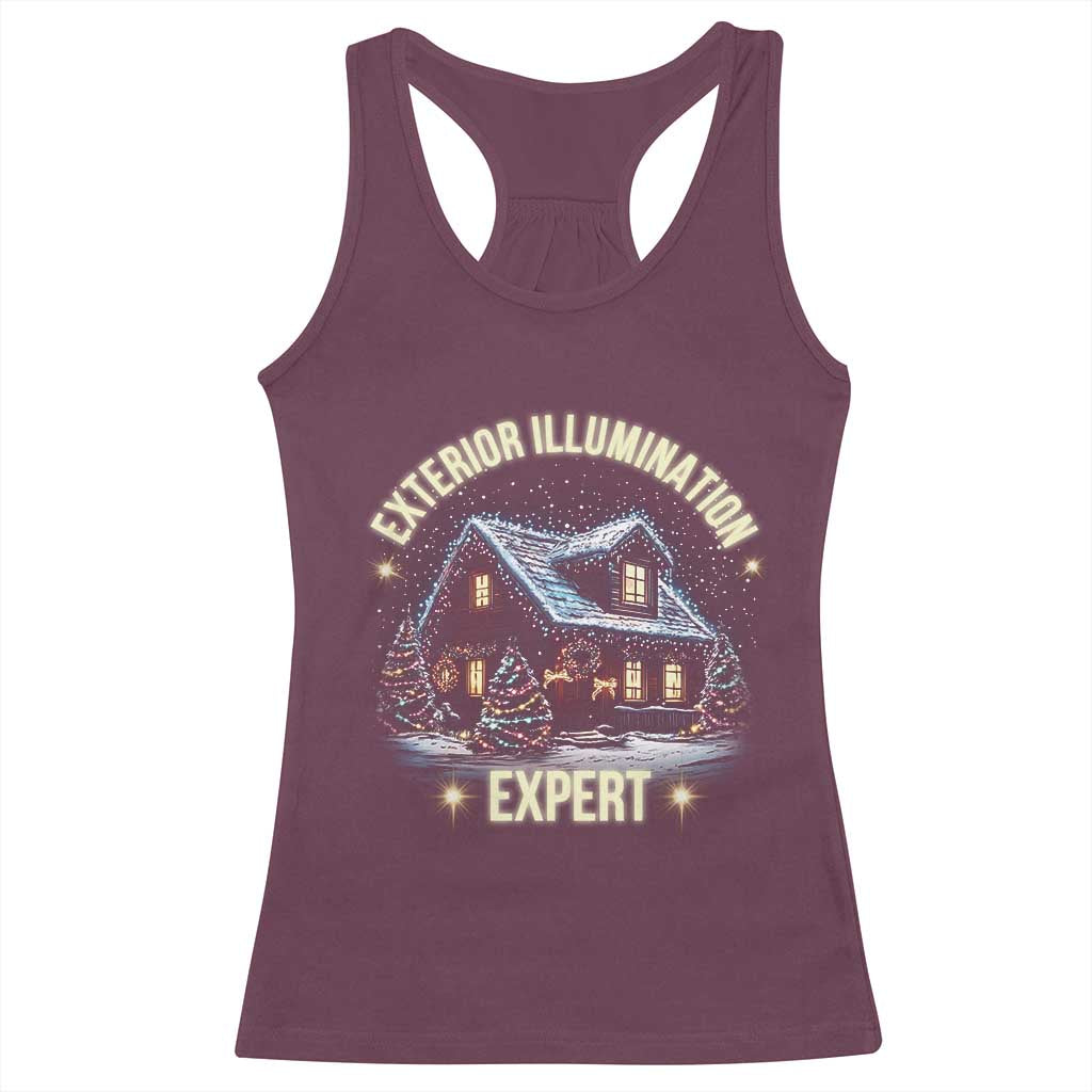 Funny Christmas Racerback Tank Top Exterior Illumination Expert Christmas Lights Home TS09 Maroon Print Your Wear