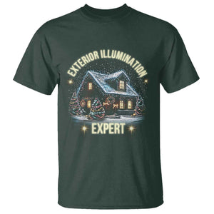 Funny Christmas T Shirt Exterior Illumination Expert Christmas Lights Home TS09 Dark Forest Green Print Your Wear