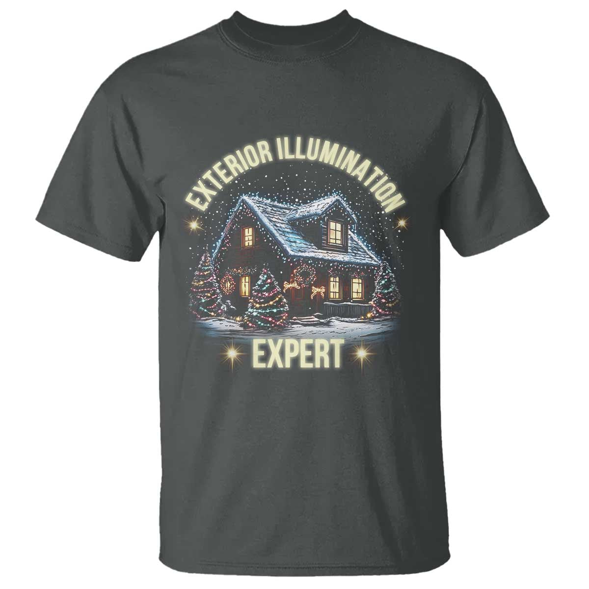 Funny Christmas T Shirt Exterior Illumination Expert Christmas Lights Home TS09 Dark Heather Print Your Wear