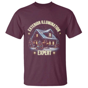 Funny Christmas T Shirt Exterior Illumination Expert Christmas Lights Home TS09 Maroon Print Your Wear