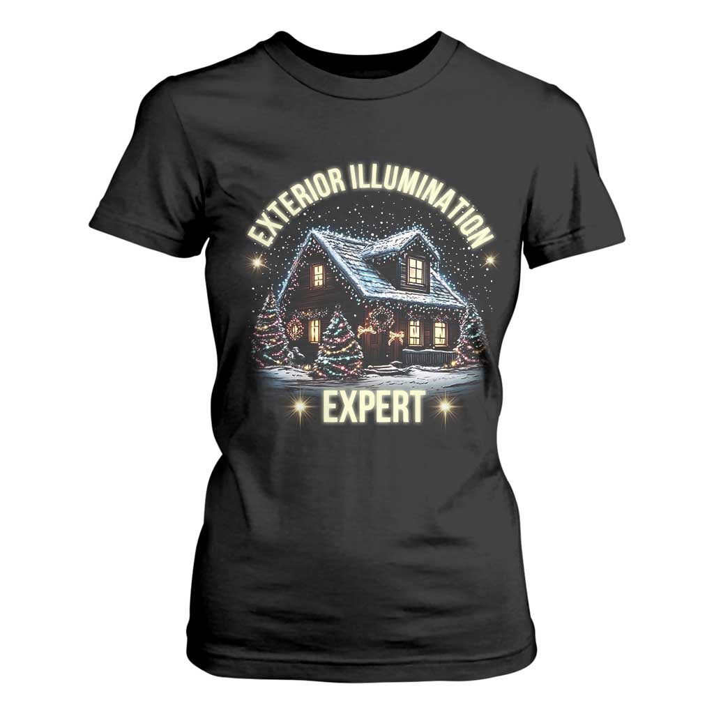 Funny Christmas T Shirt For Women Exterior Illumination Expert Christmas Lights Home TS09 Black Print Your Wear