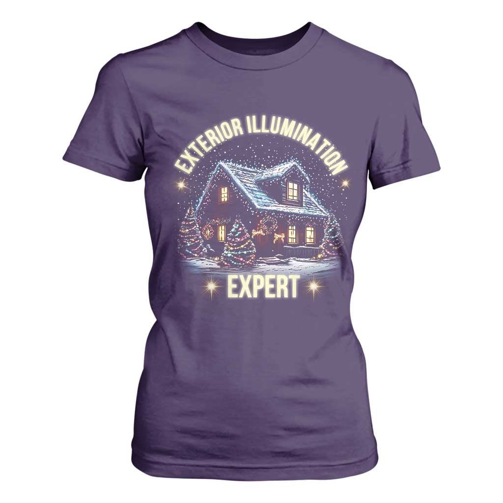 Funny Christmas T Shirt For Women Exterior Illumination Expert Christmas Lights Home TS09 Purple Print Your Wear