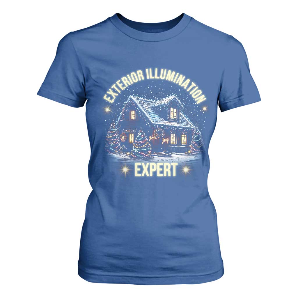 Funny Christmas T Shirt For Women Exterior Illumination Expert Christmas Lights Home TS09 Royal Blue Print Your Wear