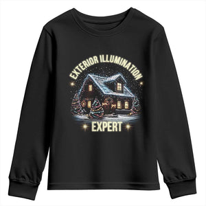Funny Christmas Youth Sweatshirt Exterior Illumination Expert Christmas Lights Home TS09 Black Print Your Wear