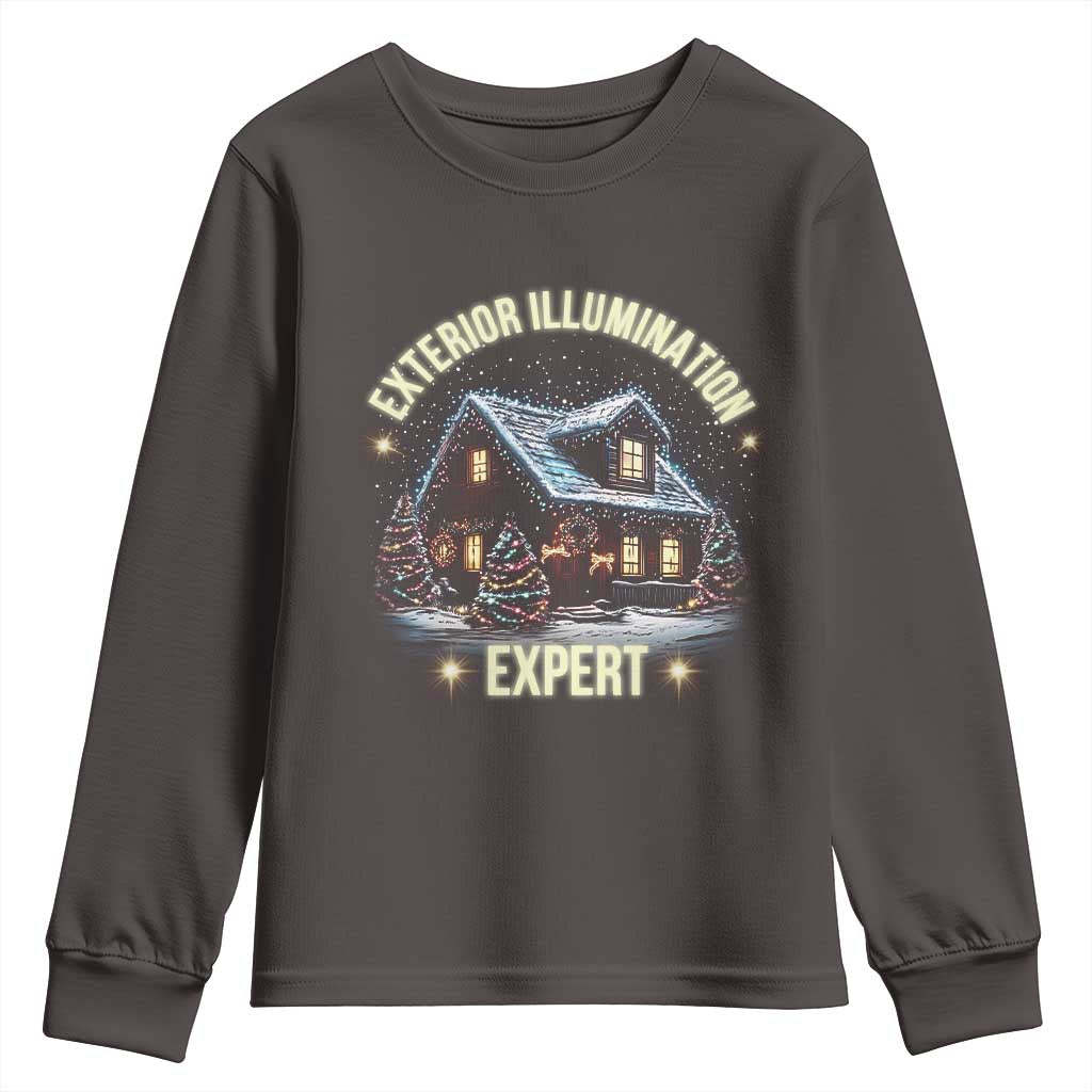 Funny Christmas Youth Sweatshirt Exterior Illumination Expert Christmas Lights Home TS09 Dark Chocolate Print Your Wear
