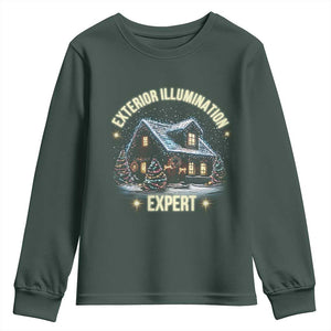 Funny Christmas Youth Sweatshirt Exterior Illumination Expert Christmas Lights Home TS09 Dark Forest Green Print Your Wear