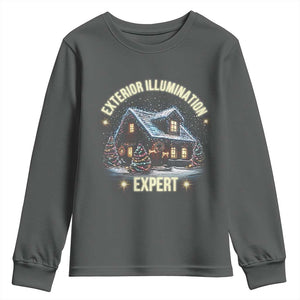 Funny Christmas Youth Sweatshirt Exterior Illumination Expert Christmas Lights Home TS09 Dark Heather Print Your Wear