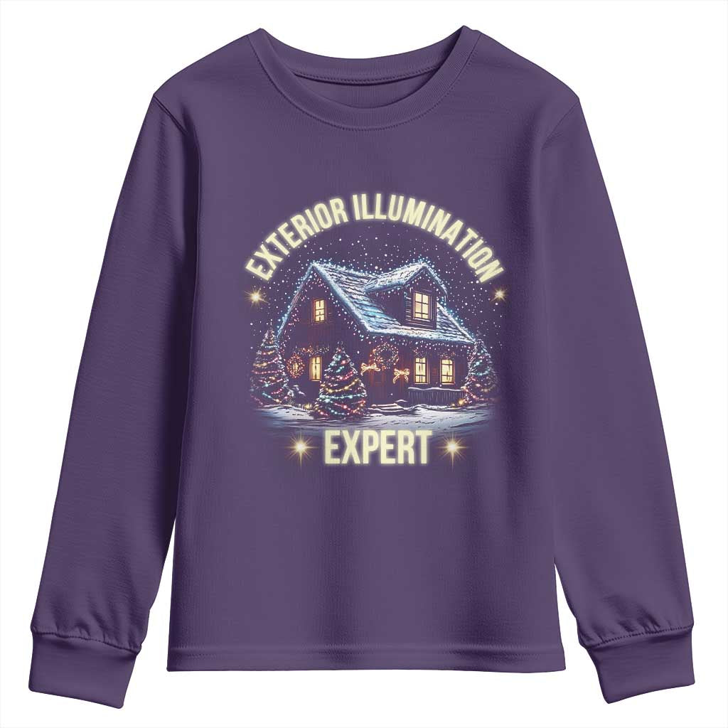 Funny Christmas Youth Sweatshirt Exterior Illumination Expert Christmas Lights Home TS09 Purple Print Your Wear