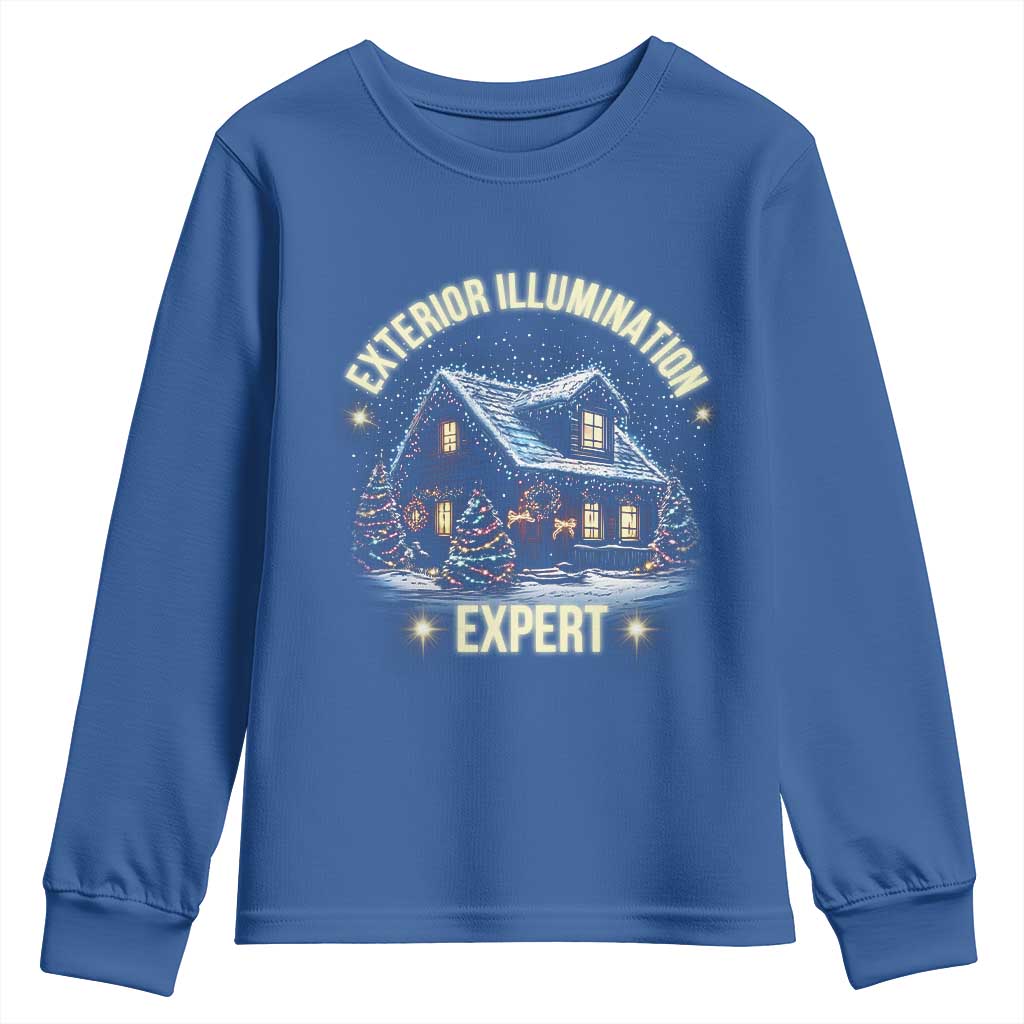 Funny Christmas Youth Sweatshirt Exterior Illumination Expert Christmas Lights Home TS09 Royal Blue Print Your Wear
