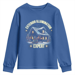 Funny Christmas Youth Sweatshirt Exterior Illumination Expert Christmas Lights Home TS09 Royal Blue Print Your Wear