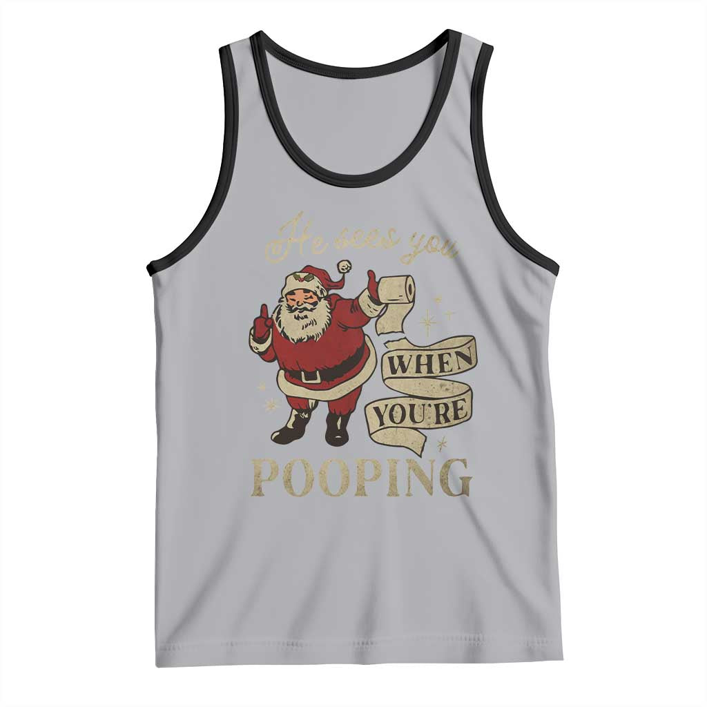 Funny Christmas Tank Top He Sees You When You Are Pooping TS09 Athletic Heather Black Print Your Wear