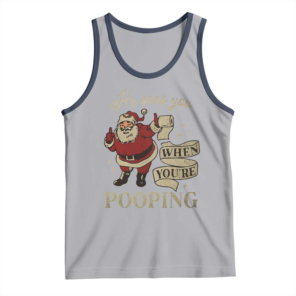 Funny Christmas Tank Top He Sees You When You Are Pooping TS09 Athletic Heather Navy Print Your Wear