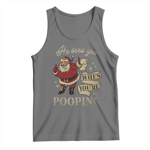 Funny Christmas Tank Top He Sees You When You Are Pooping TS09 Black Heather Print Your Wear