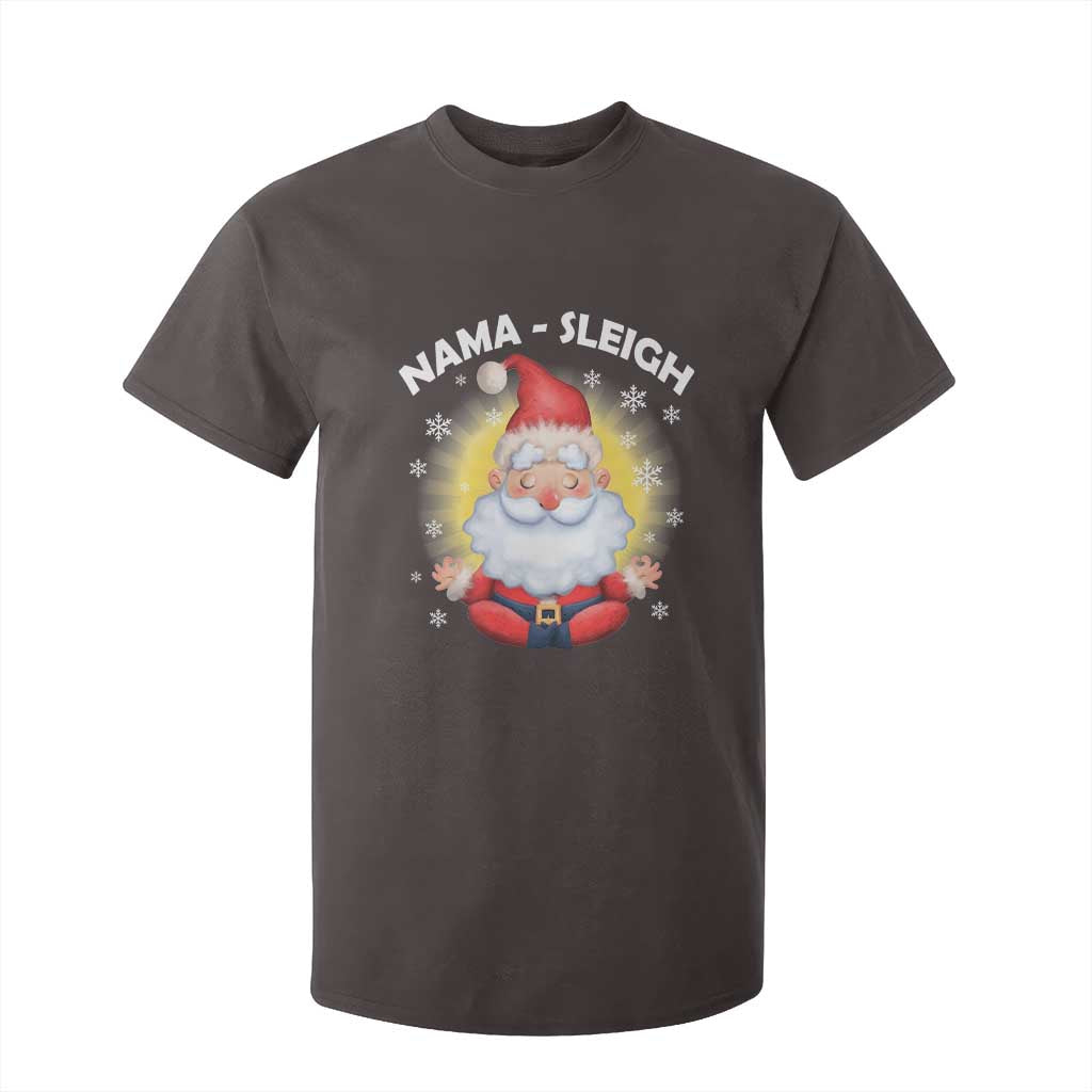 Christmas Yoga T Shirt For Kid Nama Sleigh Cute Santa TS09 Dark Chocolate Print Your Wear
