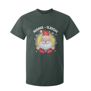 Christmas Yoga T Shirt For Kid Nama Sleigh Cute Santa TS09 Dark Forest Green Print Your Wear