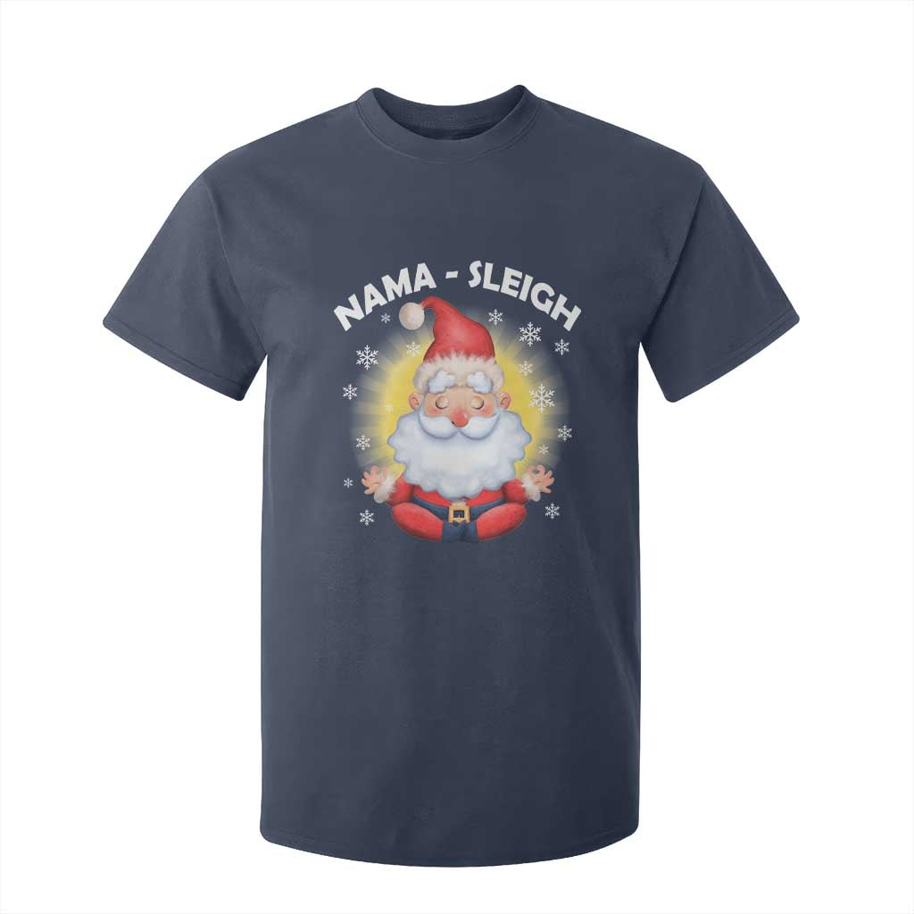 Christmas Yoga T Shirt For Kid Nama Sleigh Cute Santa TS09 Navy Print Your Wear
