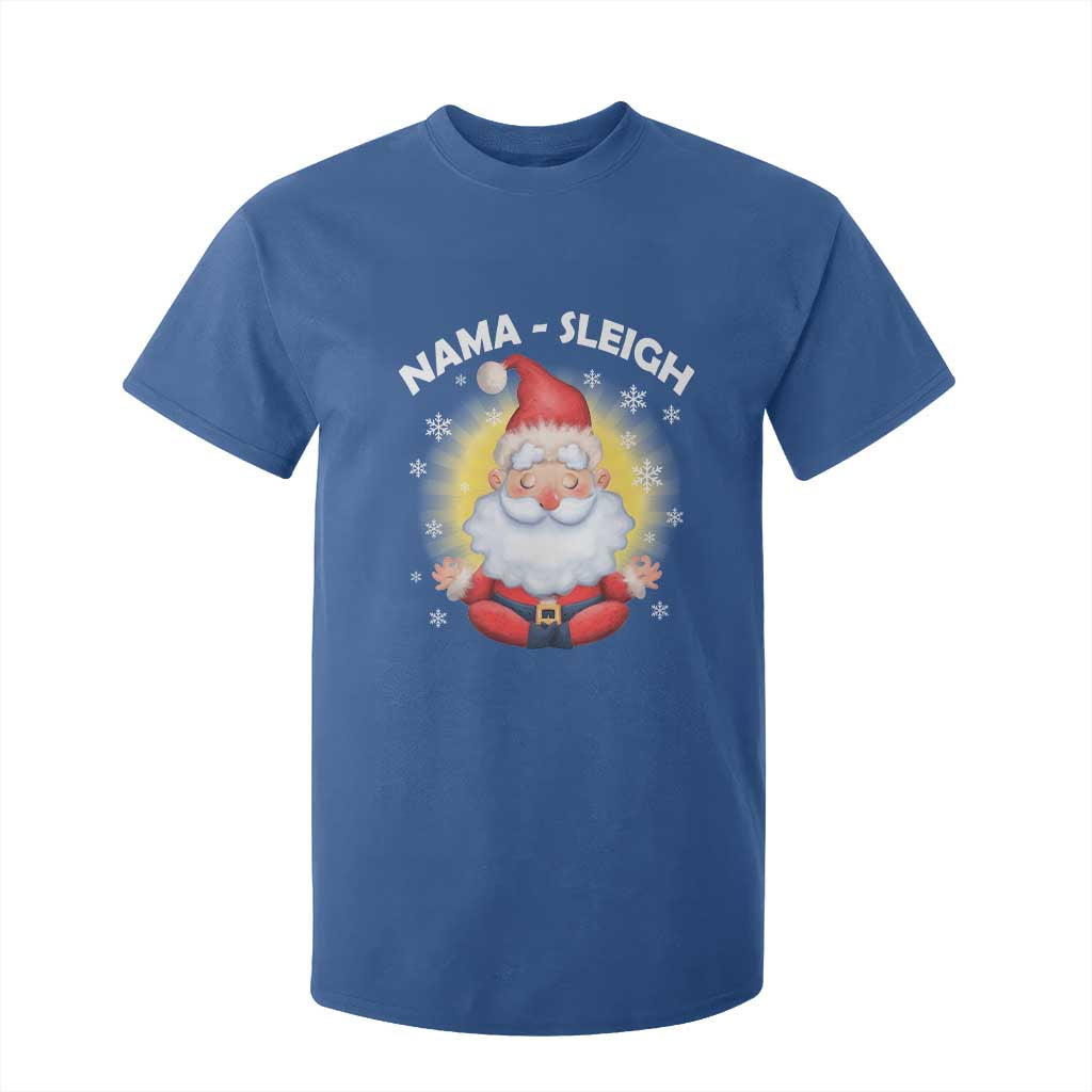 Christmas Yoga T Shirt For Kid Nama Sleigh Cute Santa TS09 Royal Blue Print Your Wear