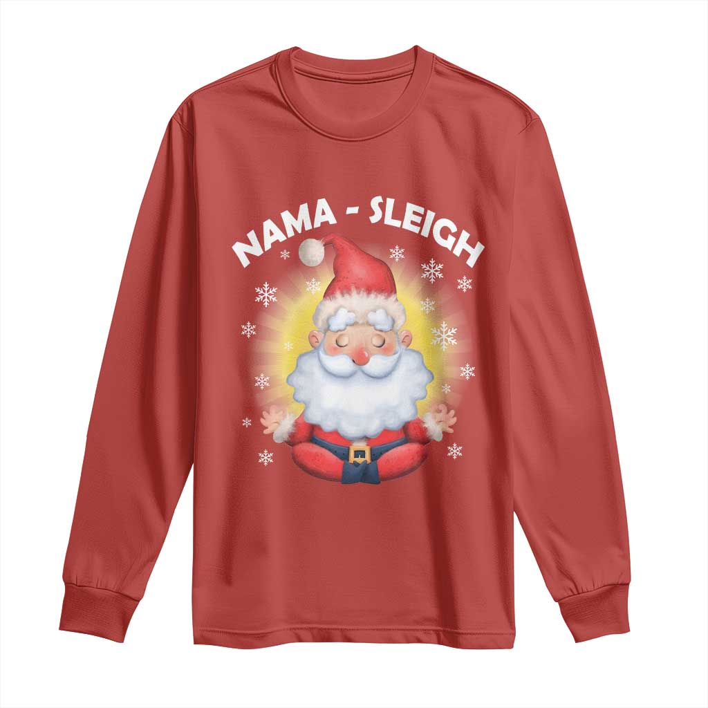Christmas Yoga Long Sleeve Shirt Nama Sleigh Cute Santa TS09 Red Print Your Wear