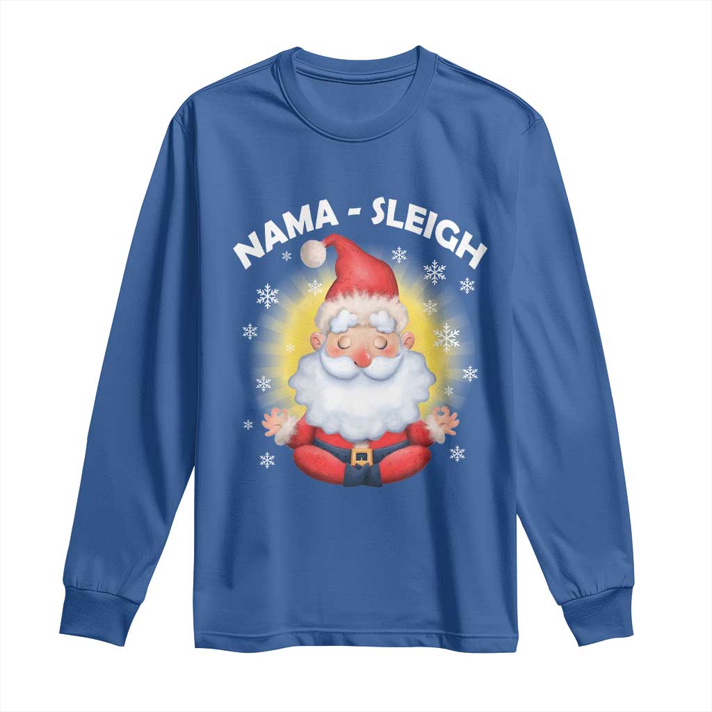 Christmas Yoga Long Sleeve Shirt Nama Sleigh Cute Santa TS09 Royal Blue Print Your Wear