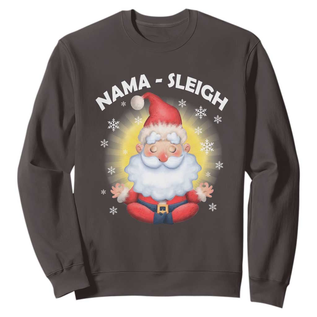 Christmas Yoga Sweatshirt Nama Sleigh Cute Santa TS09 Dark Chocolate Print Your Wear