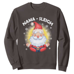 Christmas Yoga Sweatshirt Nama Sleigh Cute Santa TS09 Dark Chocolate Print Your Wear