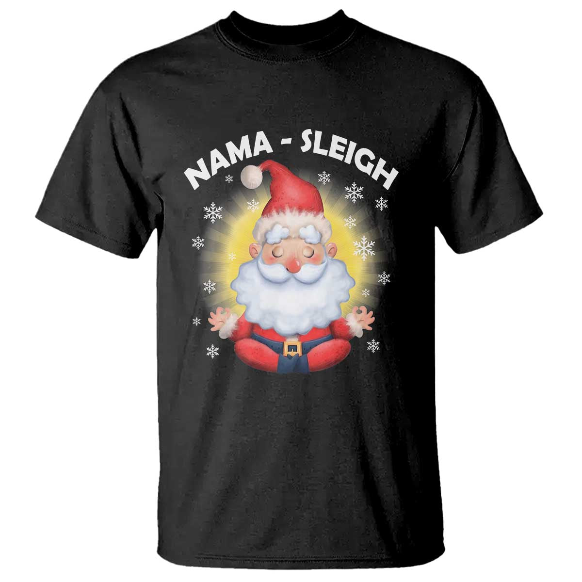 Christmas Yoga T Shirt Nama Sleigh Cute Santa TS09 Black Print Your Wear