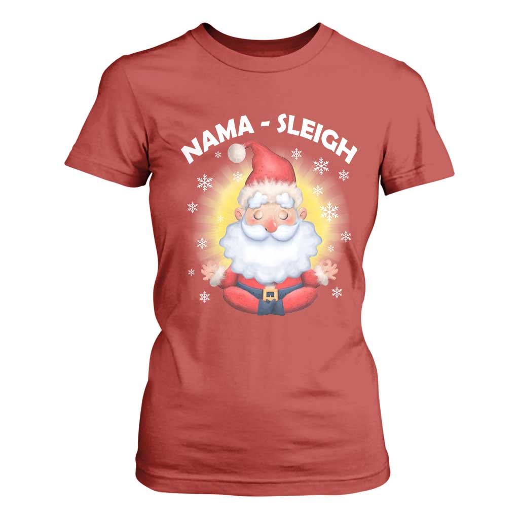 Christmas Yoga T Shirt For Women Nama Sleigh Cute Santa TS09 Red Print Your Wear