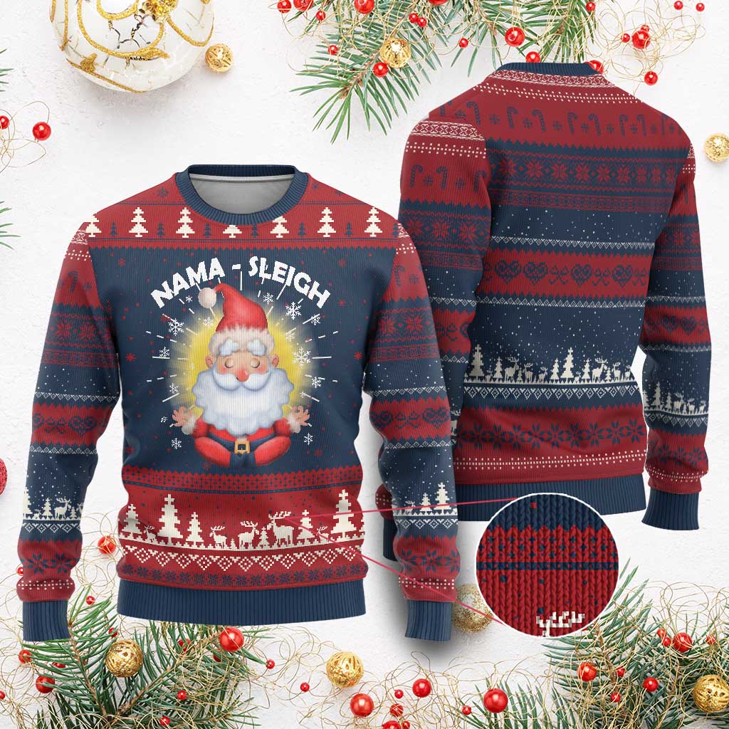 Xmas Yoga Ugly Christmas Sweater Nama Sleigh Cute Santa TS09 Burgundy Print Your Wear