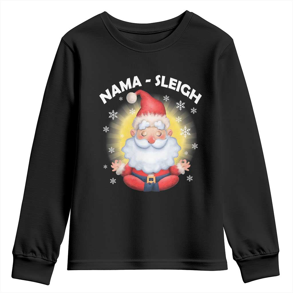 Christmas Yoga Youth Sweatshirt Nama Sleigh Cute Santa TS09 Black Print Your Wear