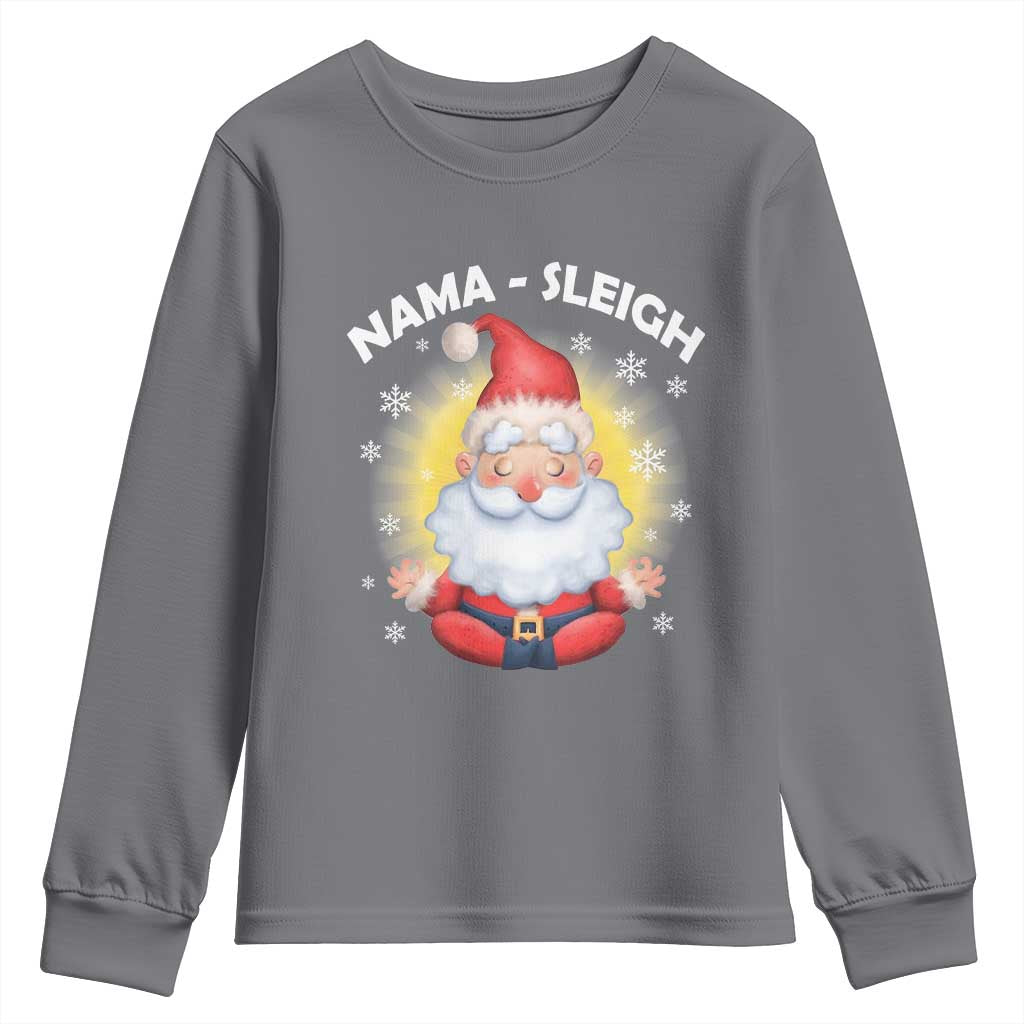 Christmas Yoga Youth Sweatshirt Nama Sleigh Cute Santa TS09 Charcoal Print Your Wear