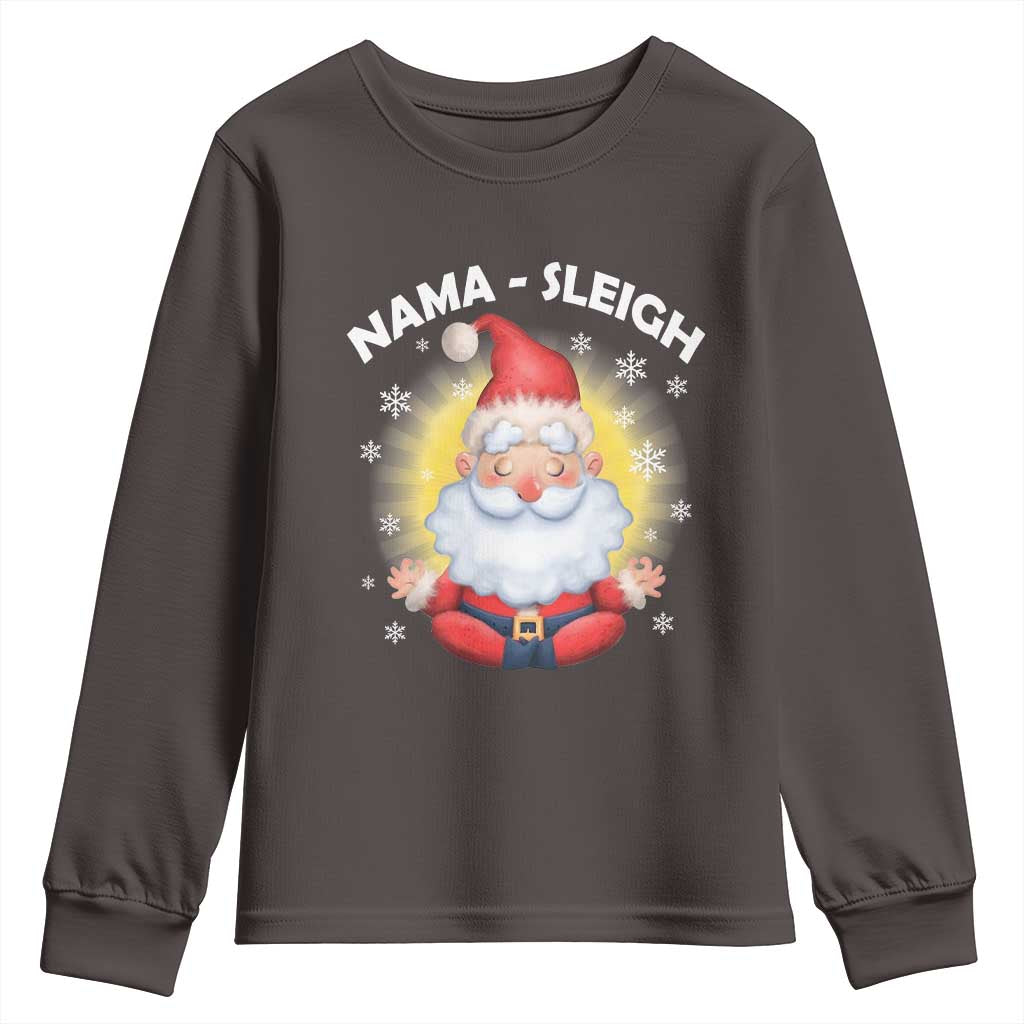 Christmas Yoga Youth Sweatshirt Nama Sleigh Cute Santa TS09 Dark Chocolate Print Your Wear