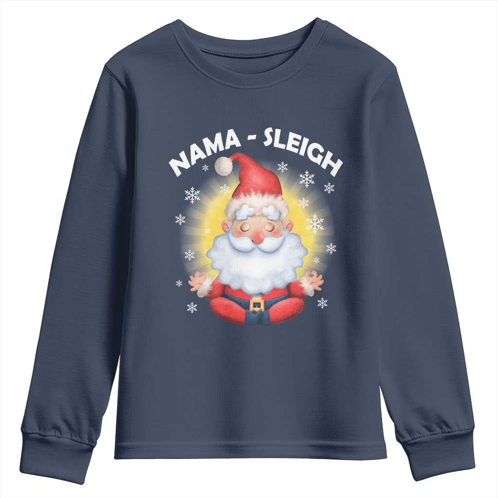 Christmas Yoga Youth Sweatshirt Nama Sleigh Cute Santa TS09 Navy Print Your Wear