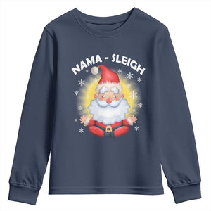 Christmas Yoga Youth Sweatshirt Nama Sleigh Cute Santa TS09 Navy Print Your Wear