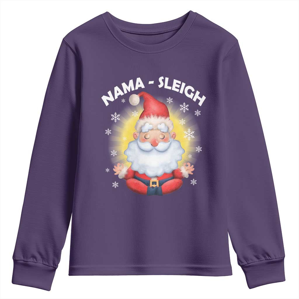 Christmas Yoga Youth Sweatshirt Nama Sleigh Cute Santa TS09 Purple Print Your Wear