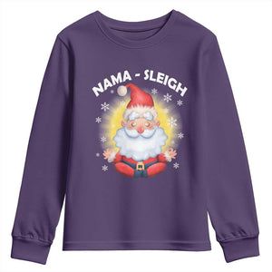 Christmas Yoga Youth Sweatshirt Nama Sleigh Cute Santa TS09 Purple Print Your Wear