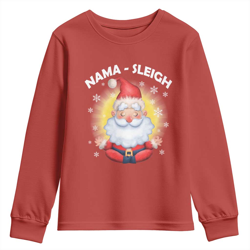 Christmas Yoga Youth Sweatshirt Nama Sleigh Cute Santa TS09 Red Print Your Wear