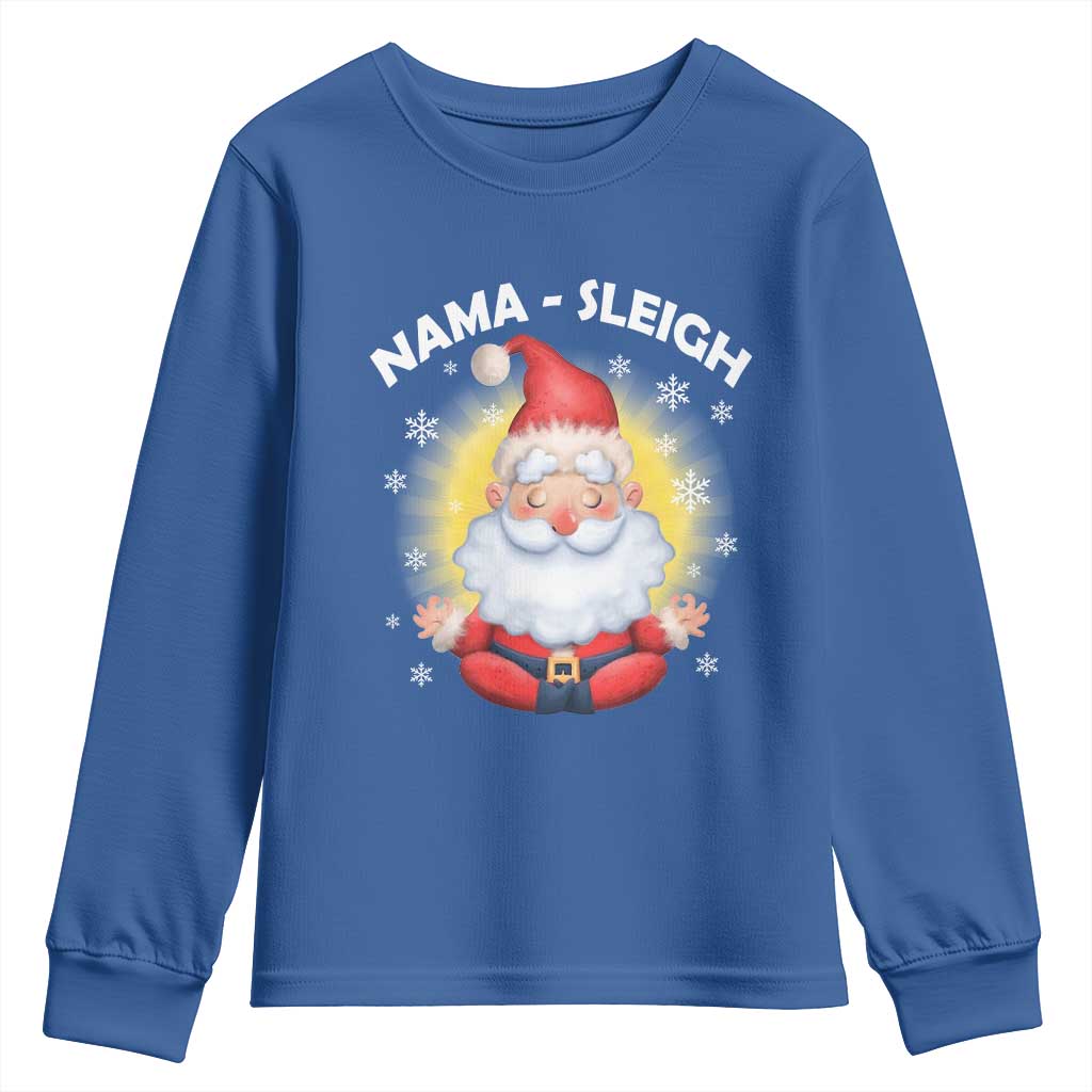 Christmas Yoga Youth Sweatshirt Nama Sleigh Cute Santa TS09 Royal Blue Print Your Wear
