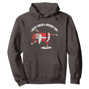 Funny Christmas Yoga Hoodie Keep Calm And Merry On TS09 Dark Chocolate Print Your Wear
