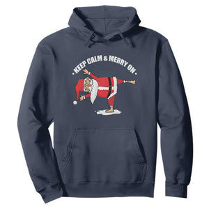 Funny Christmas Yoga Hoodie Keep Calm And Merry On TS09 Navy Print Your Wear